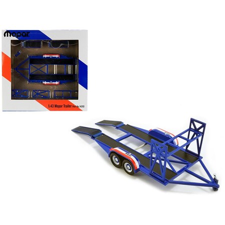 Toys4.0 Tandem Car Trailer with Tire Rack Blue Mopar for 1-43 Scale Model Car TO3471459